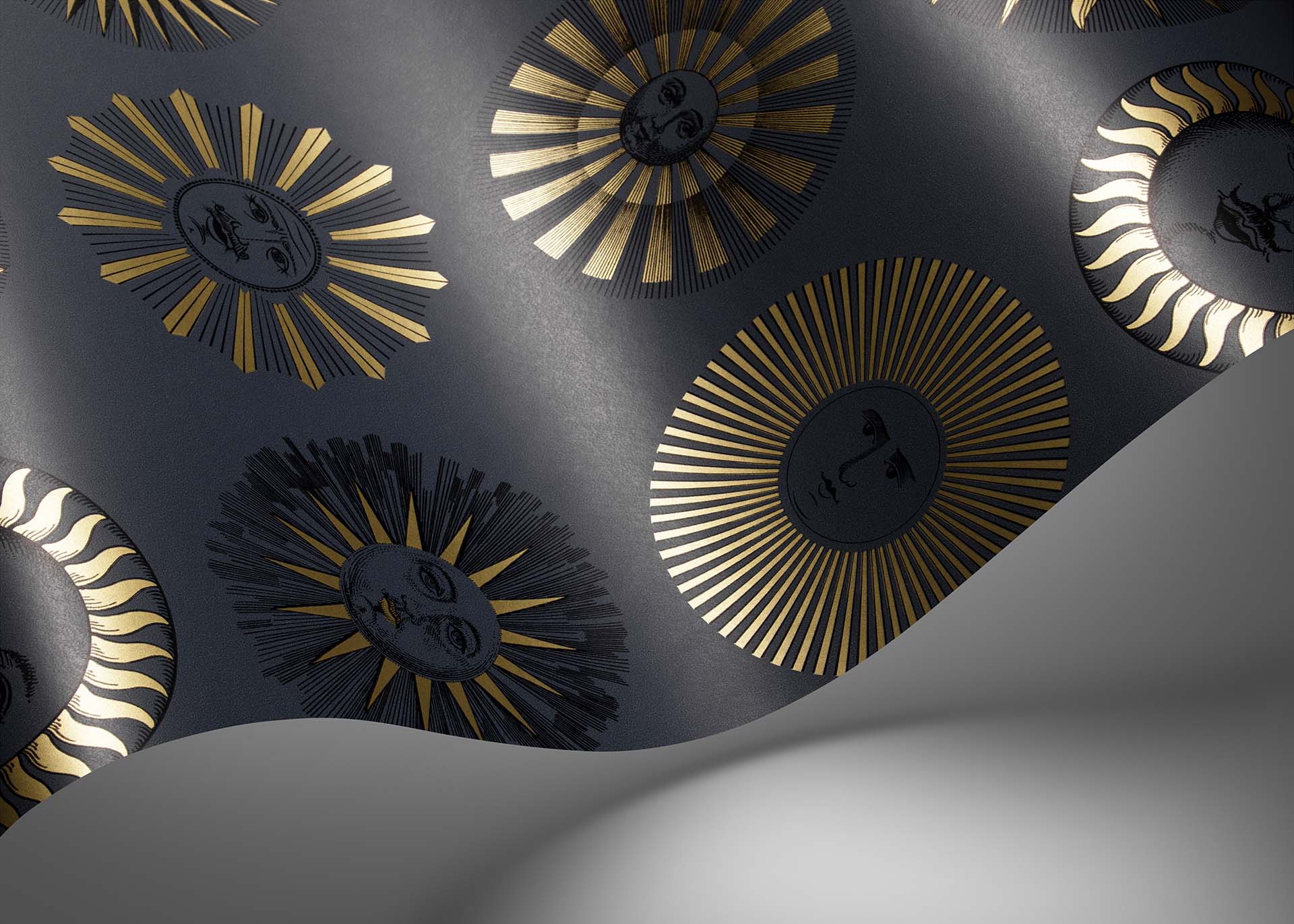 Soli Wallpaper - Midnight & Soft Gold - 123/1004 - Cole & Son - Premier Wallcovering