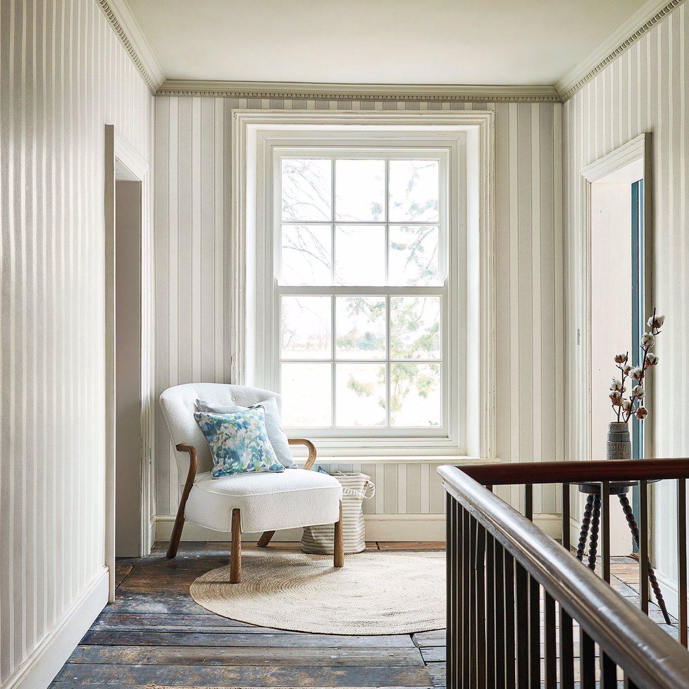 Sonning Stripe Wallpaper - Powder Blue - Sanderson - DLMW216888