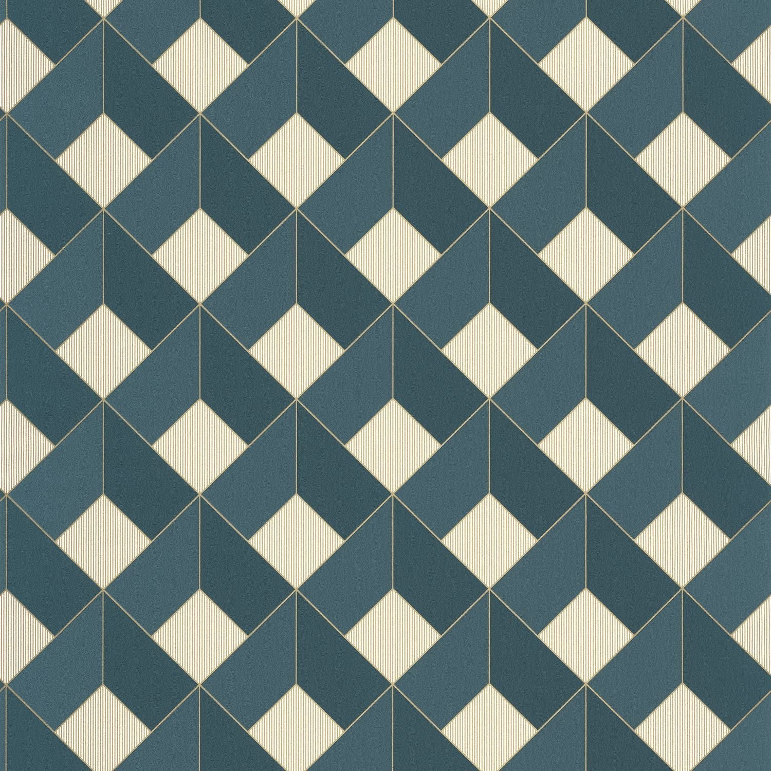 Spaces Square Wallpaper - Bleu Canard - Caselio - 100126062