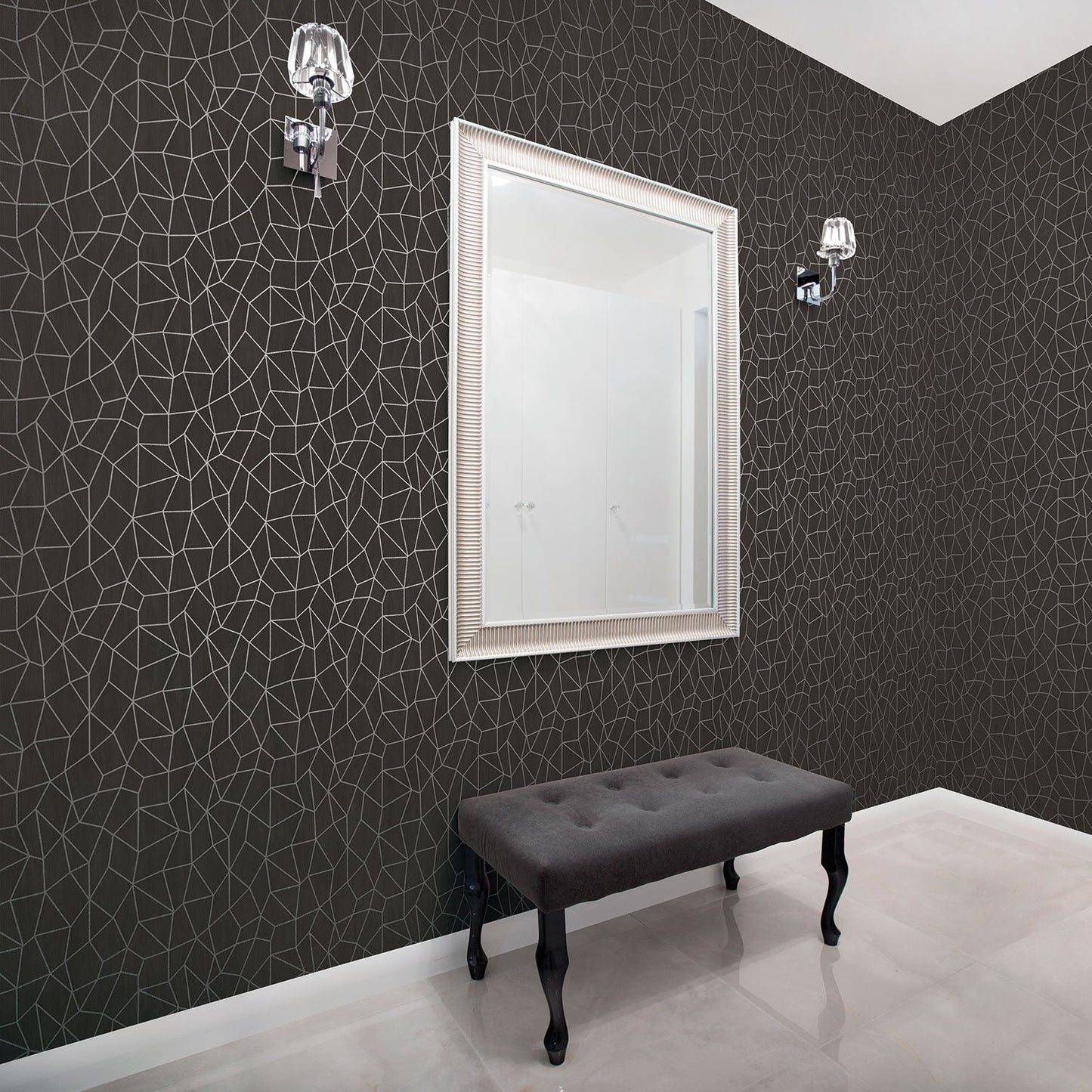 Special FX Metallic Web Effect Wallpaper - Silver / Black - Galerie - G67694 - Premier Wallcovering