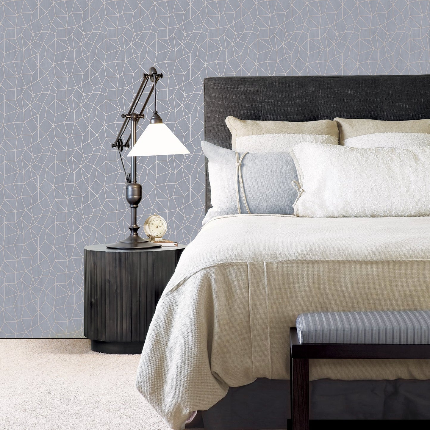 Special FX Metallic Web Effect Wallpaper - Silver / Blue Grey - Galerie - G67697 - Premier Wallcovering