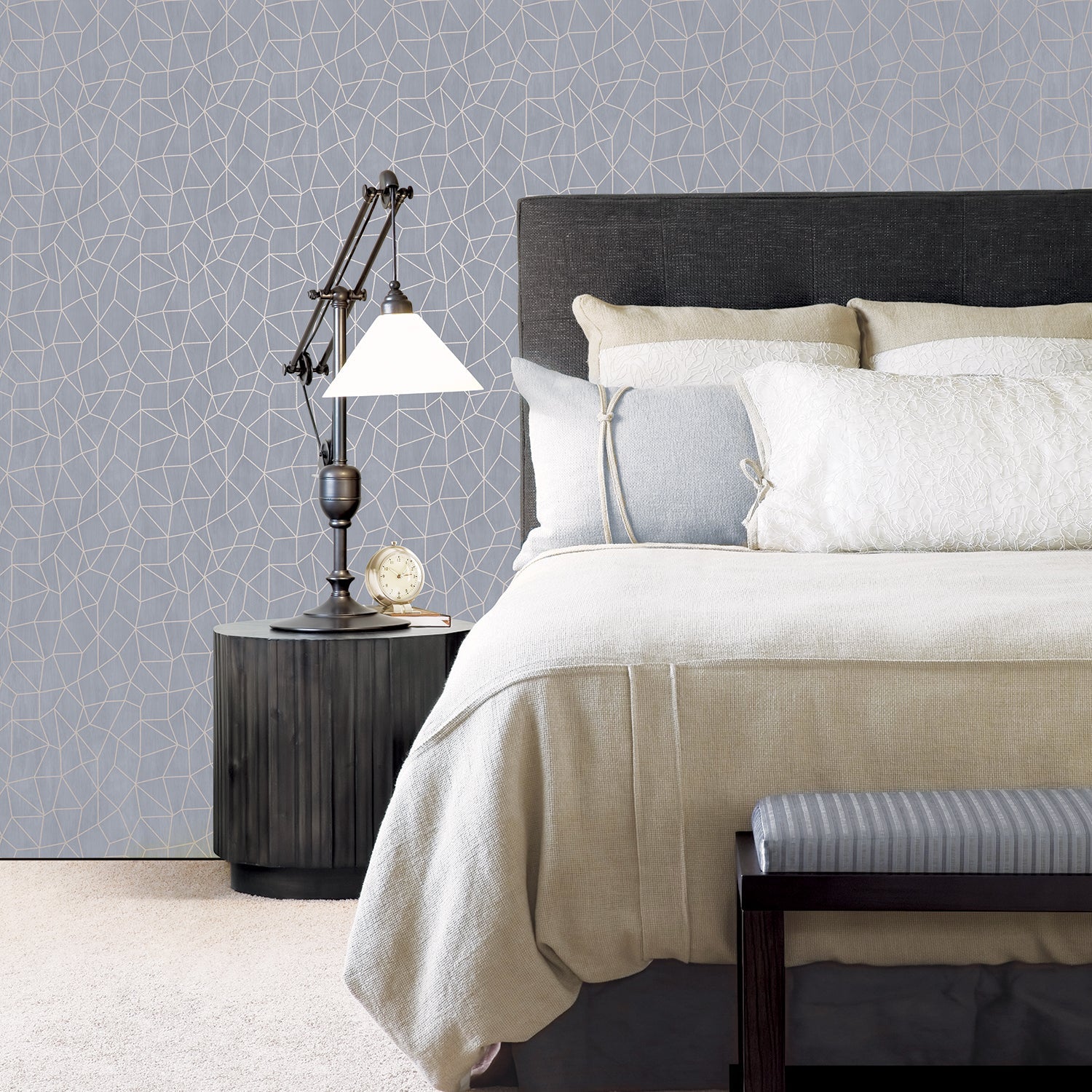 Special FX Metallic Web Effect Wallpaper - Silver / Blue Grey - Galerie - G67697 - Premier Wallcovering