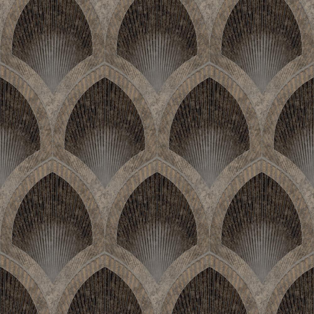Special FX Nouveau Scallop Wallpaper - Black / Taupe - Galerie - G68087 - Premier Wallcovering