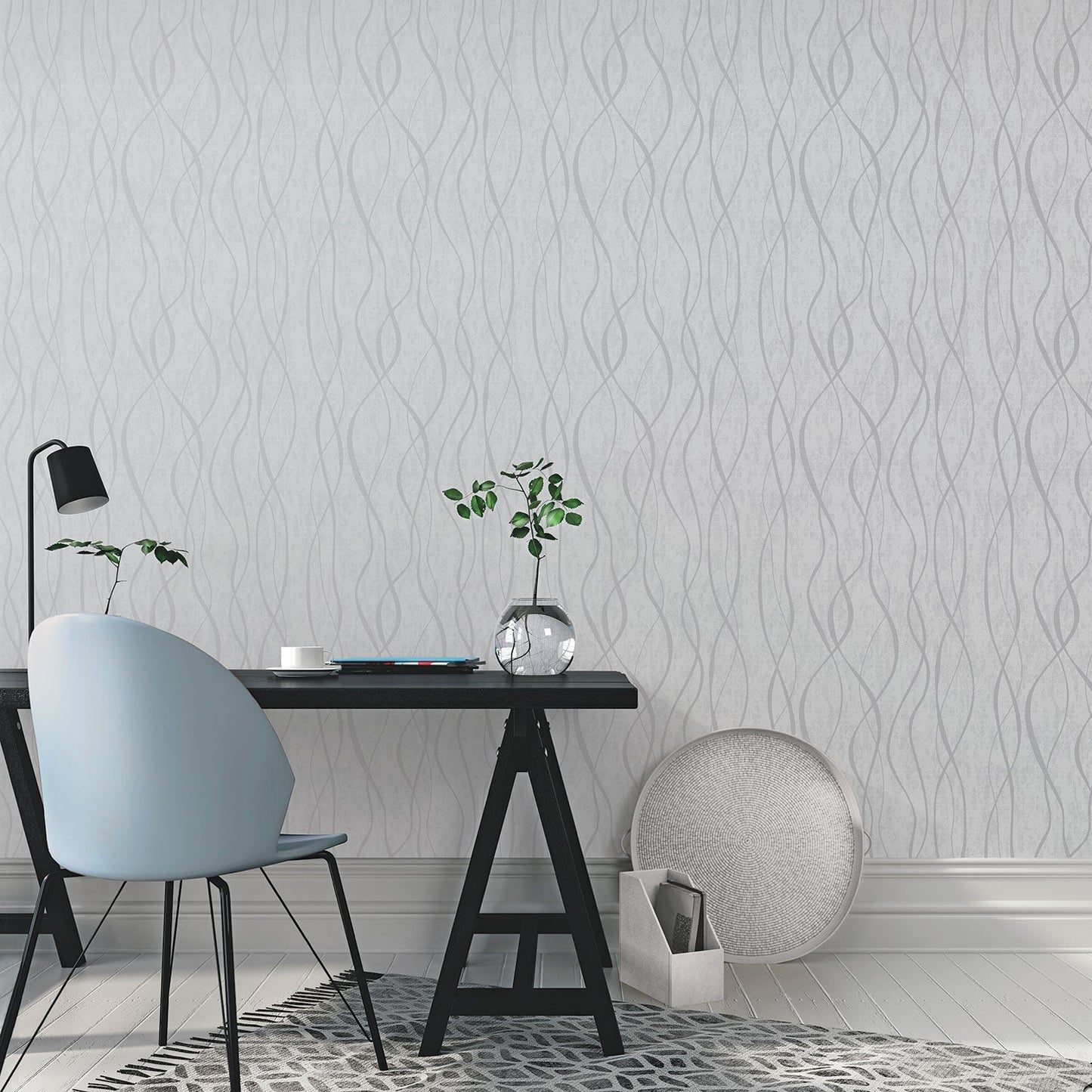 Special FX Ribbon Wallpaper - Silver Grey - Galerie - G67733 - Premier Wallcovering