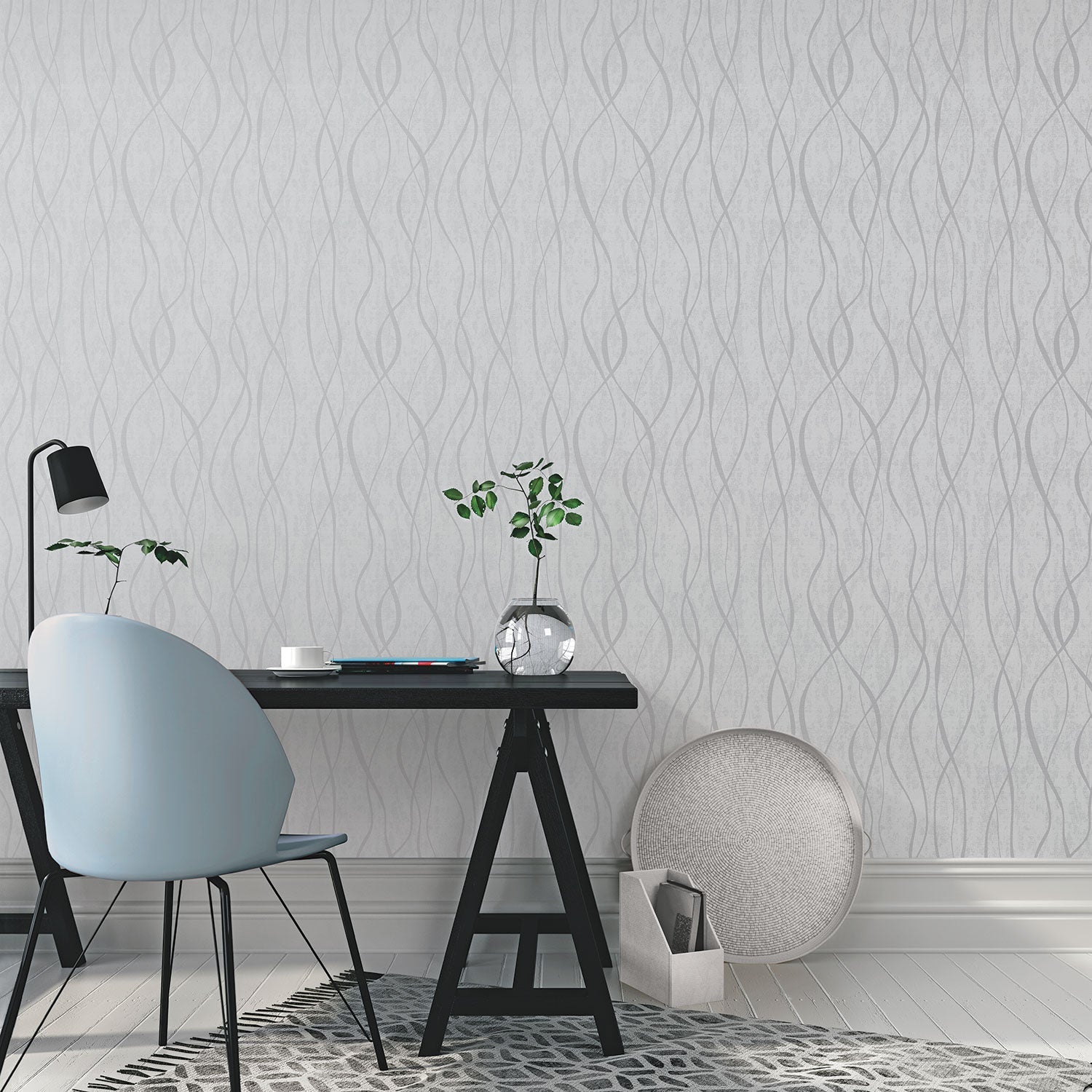 Special FX Ribbon Wallpaper - Silver Grey - Galerie - G67733 - Premier Wallcovering