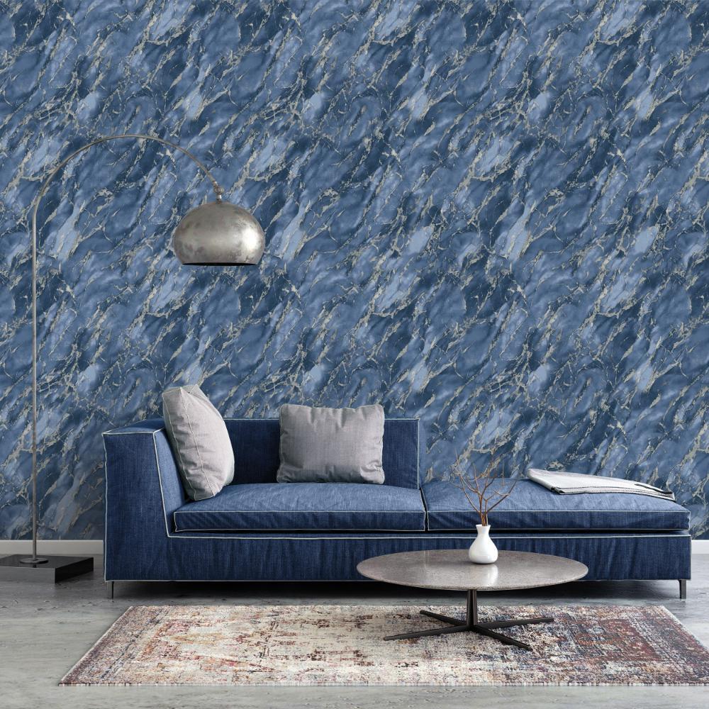 Special FX Special Marble Wallpaper - Navy / Taupe - Galerie - G68093 - Premier Wallcovering