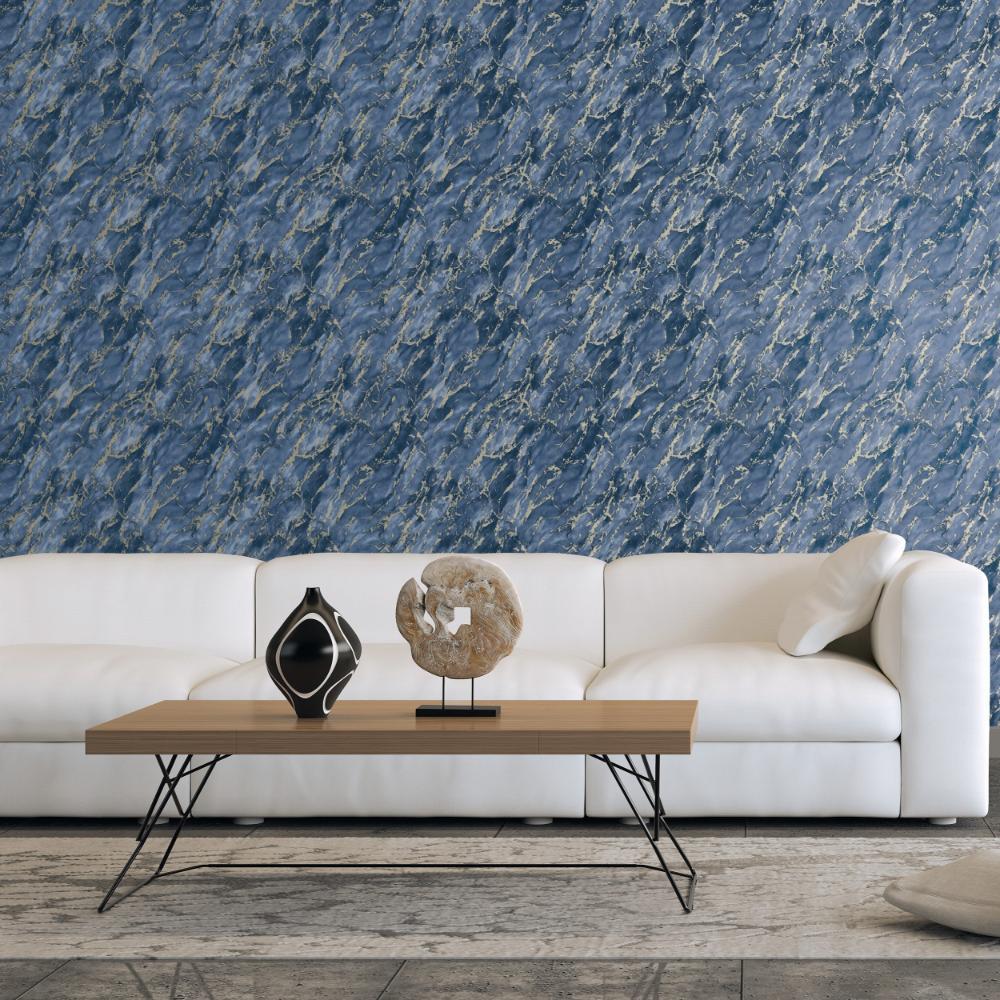 Special FX Special Marble Wallpaper - Navy / Taupe - Galerie - G68093 - Premier Wallcovering
