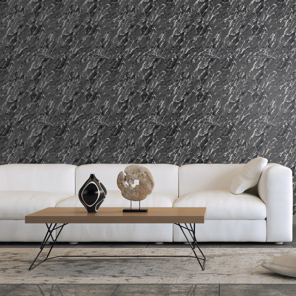 Special FX Special Marble Wallpaper - Silver / Black - Galerie - G68095 - Premier Wallcovering