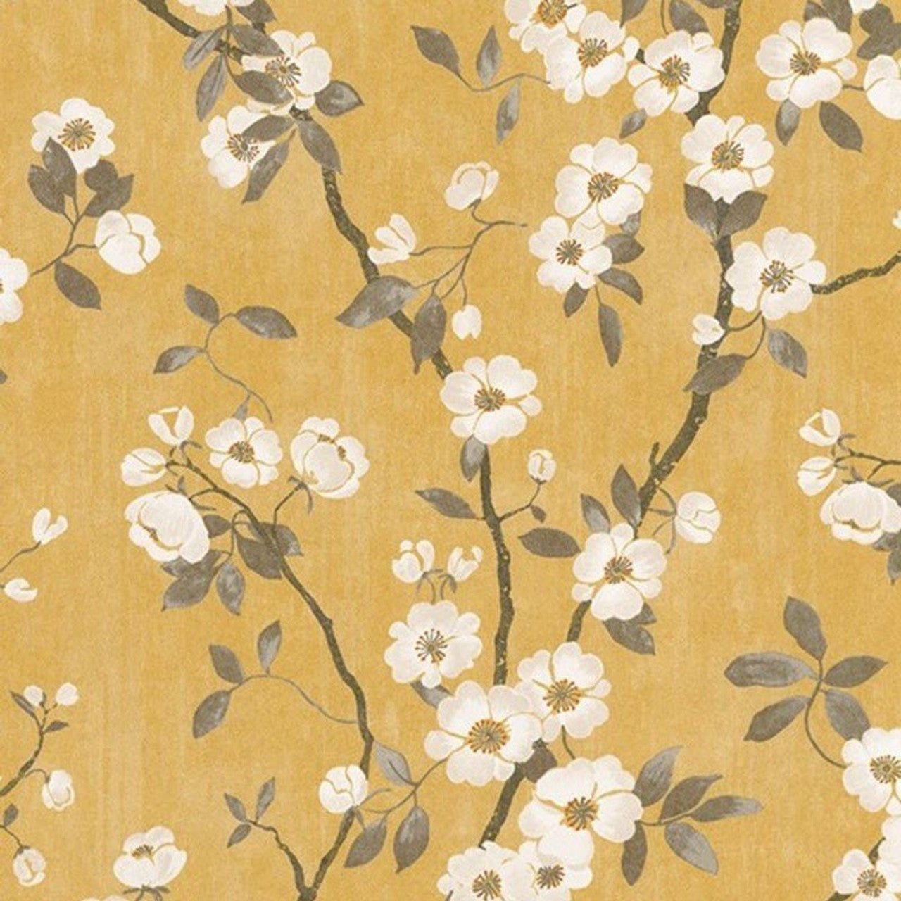 Spring Flower Delicacy Wallpaper - Jaune And Noir - Casadeco - 85392403 - Premier Wallcovering