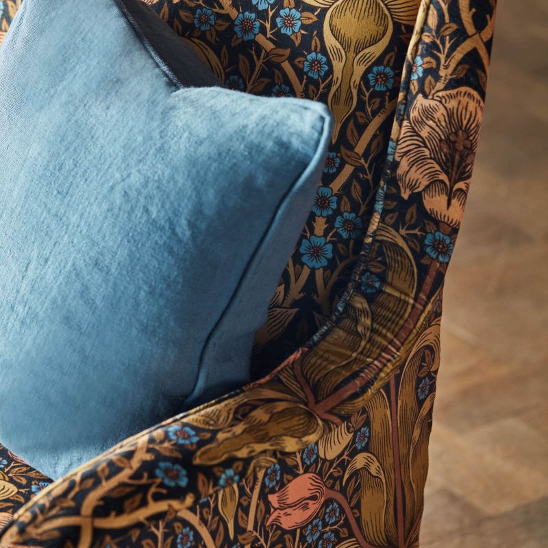 Spring Thicket Fabric - Paradise Blue/Peach - Morris & Co - 227207 - Premier Wallcovering