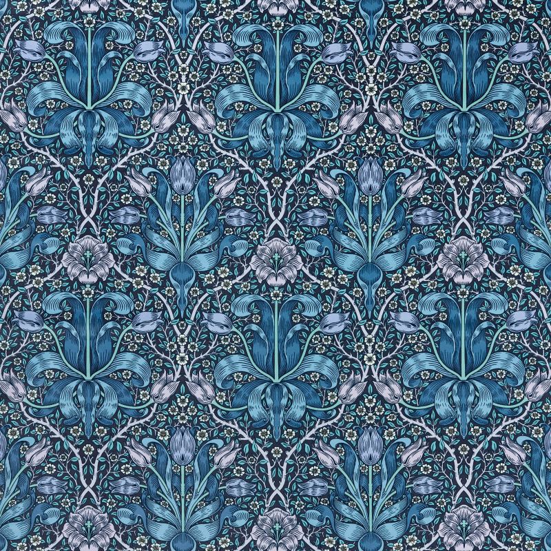 Spring Thicket Velvet Fabric - Midnight/Lilac - Morris & Co - 227206 - Premier Wallcovering