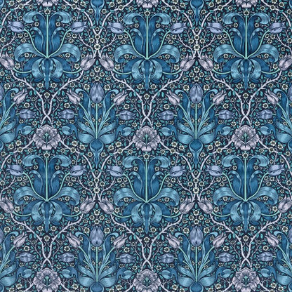 Spring Thicket Velvet Fabric - Midnight/Lilac - Morris & Co - 227206 - Premier Wallcovering