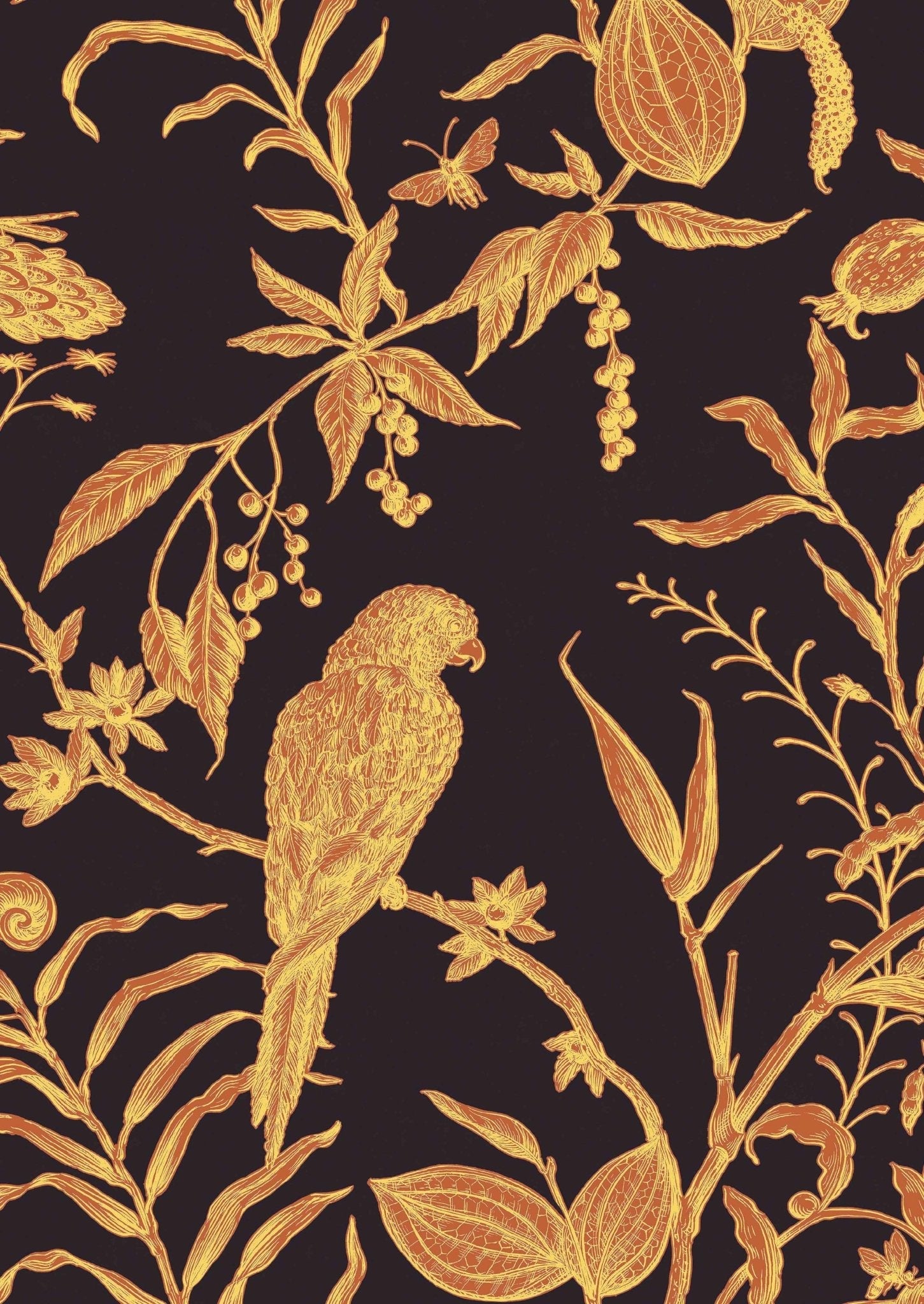 Squawk Wallpaper - Ink - Lewis & Wood - Premier Wallcovering