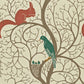 Squirrel & Dove Wallpaper - Teal/Red - DVIWSQ102 - Sanderson