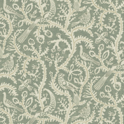 Stitched Birds Wallpaper - Aqua - Josephine Munsey - JMW-103501 - Premier Wallcovering