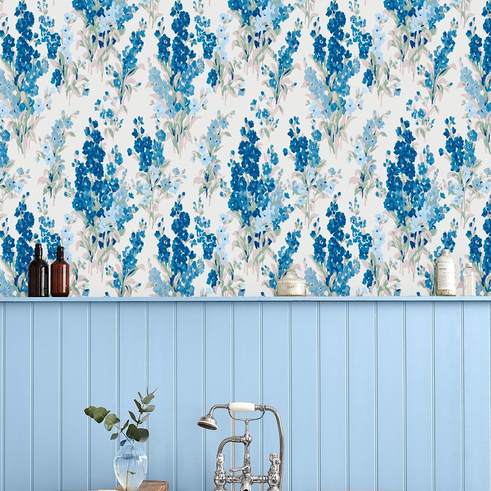 Stocks Wallpaper - Blue Sky - Laura Ashley - 115259 - Premier Wallcovering