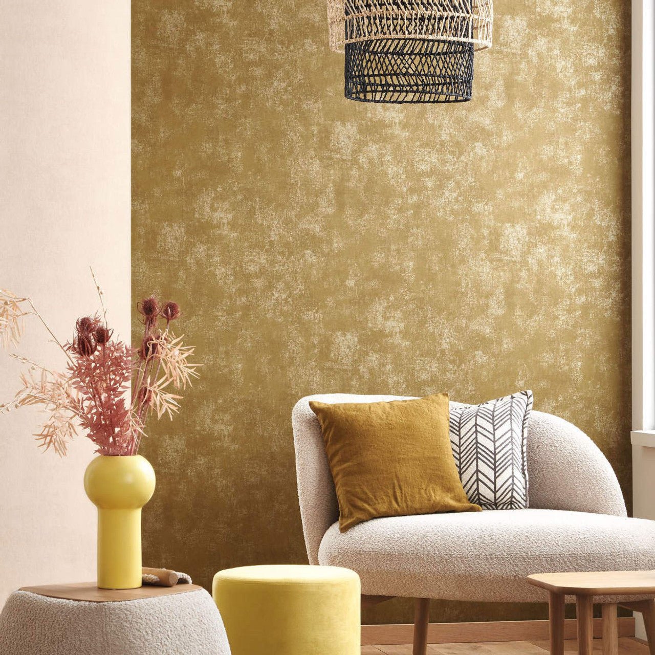 Stone Wallpaper - Olive - Casadeco - 80837777 - Premier Wallcovering