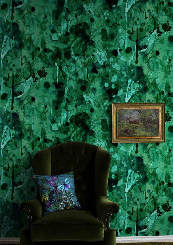 Storm Blotch Superwide Wallpaper - Green - Timorous Beasties - ROR/SBLO/OBRN/04 - Premier Wallcovering