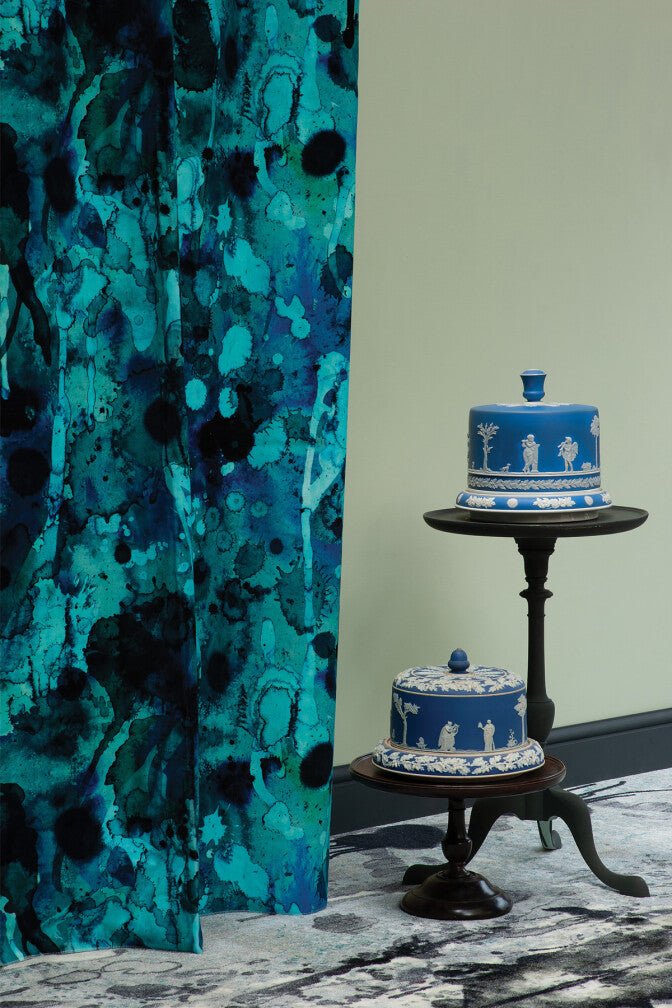 Storm Blotch Velvet Fabric - Blue - Timorous Beasties - DIGI/SBLO/CE61/01 - Premier Wallcovering