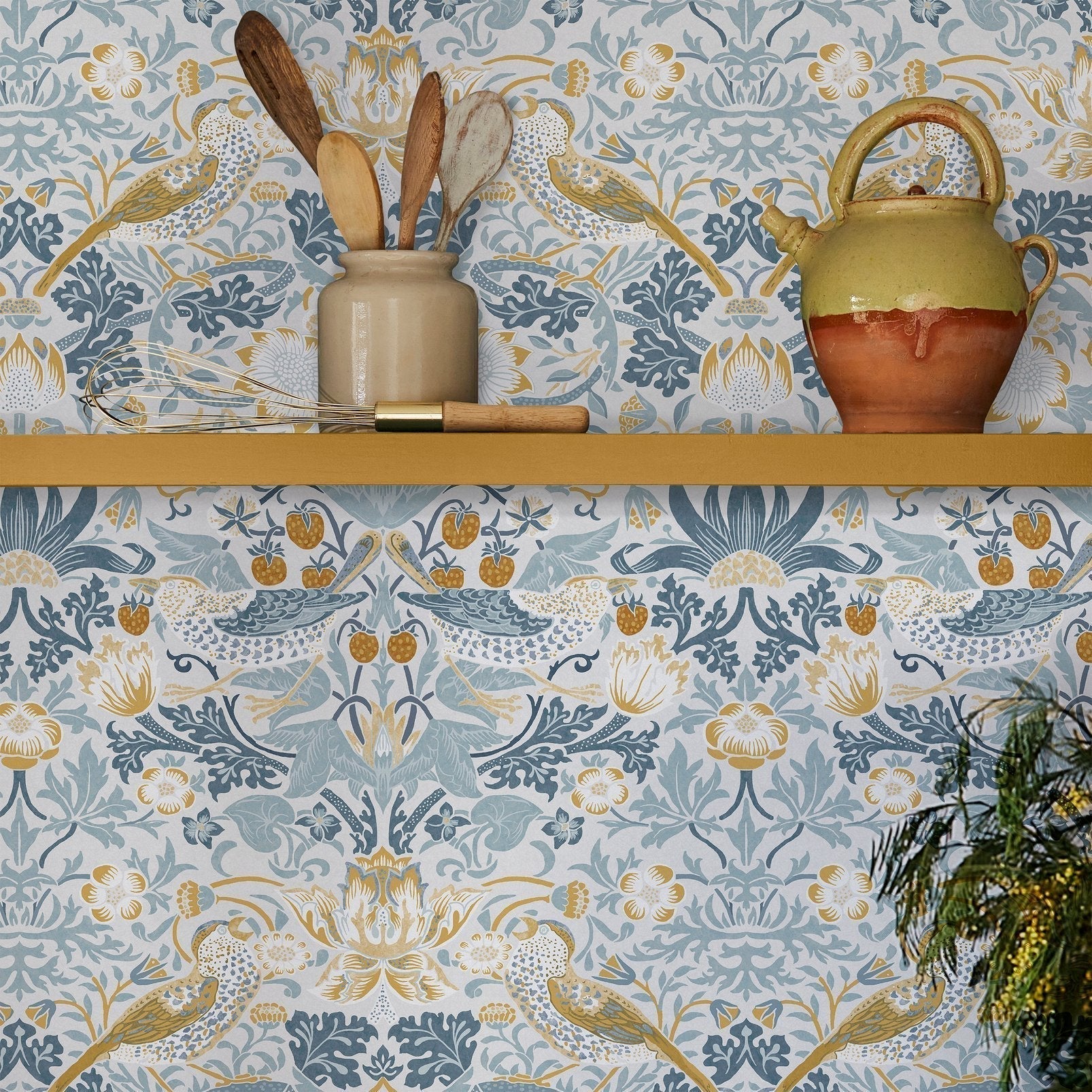 Strawberry Thief Wallpaper - Soft Blue - 124232 - William Morris AH - Premier Wallcovering