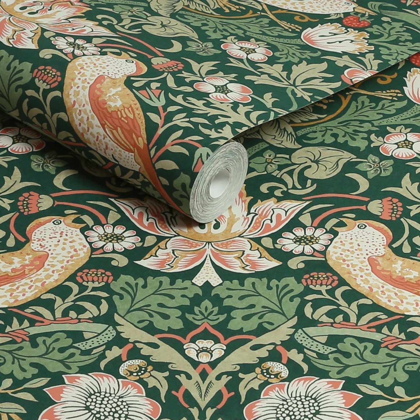 Strawberry Thief Wallpaper - Rich Green - 124234 - William Morris AH - Premier Wallcovering