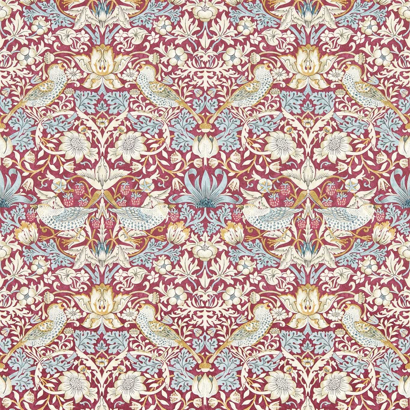 Strawberry Thief Wallpaper - Plum - Clarke & Clarke - W0171/04 - Premier Wallcovering