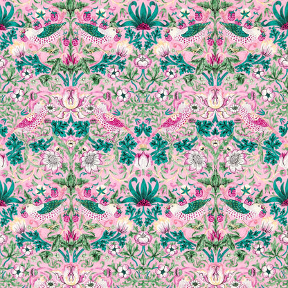 Strawberry Thief Wallpaper - Miami Strip - 510021 - Morris & Co