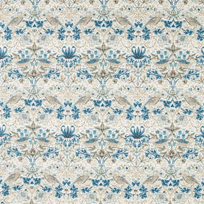 Strawberry Thief Wide Width Fabric - Mineral Blue/Linen - Morris & Co - 227287 - Premier Wallcovering