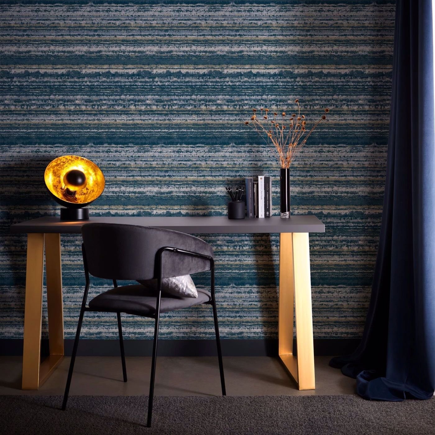 Striatus Wallpaper - Midnight - Clarke & Clarke - W0211/02 - Premier Wallcovering