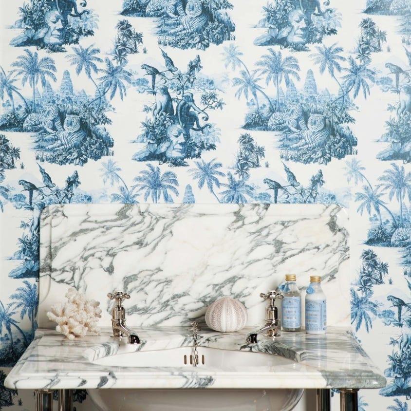 Sumatra Wallpaper - Off-White & Azure - House of Hackney - 1-WA-SUM-DI-W&A-XXX