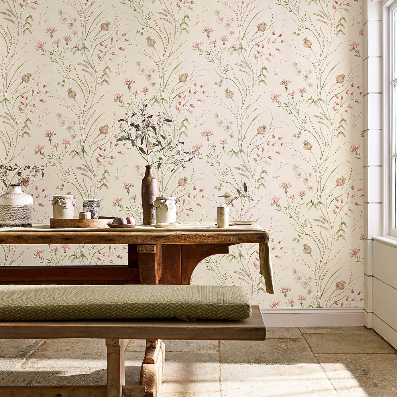 Summer Harvest Wallpaper - Claret/Olive - Sanderson - DEBB216495