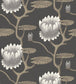 Summer Lily Wallpaper - White & Metallic Gilver on Charcoal - 95/4026 - Cole & Son - Premier Wallcovering