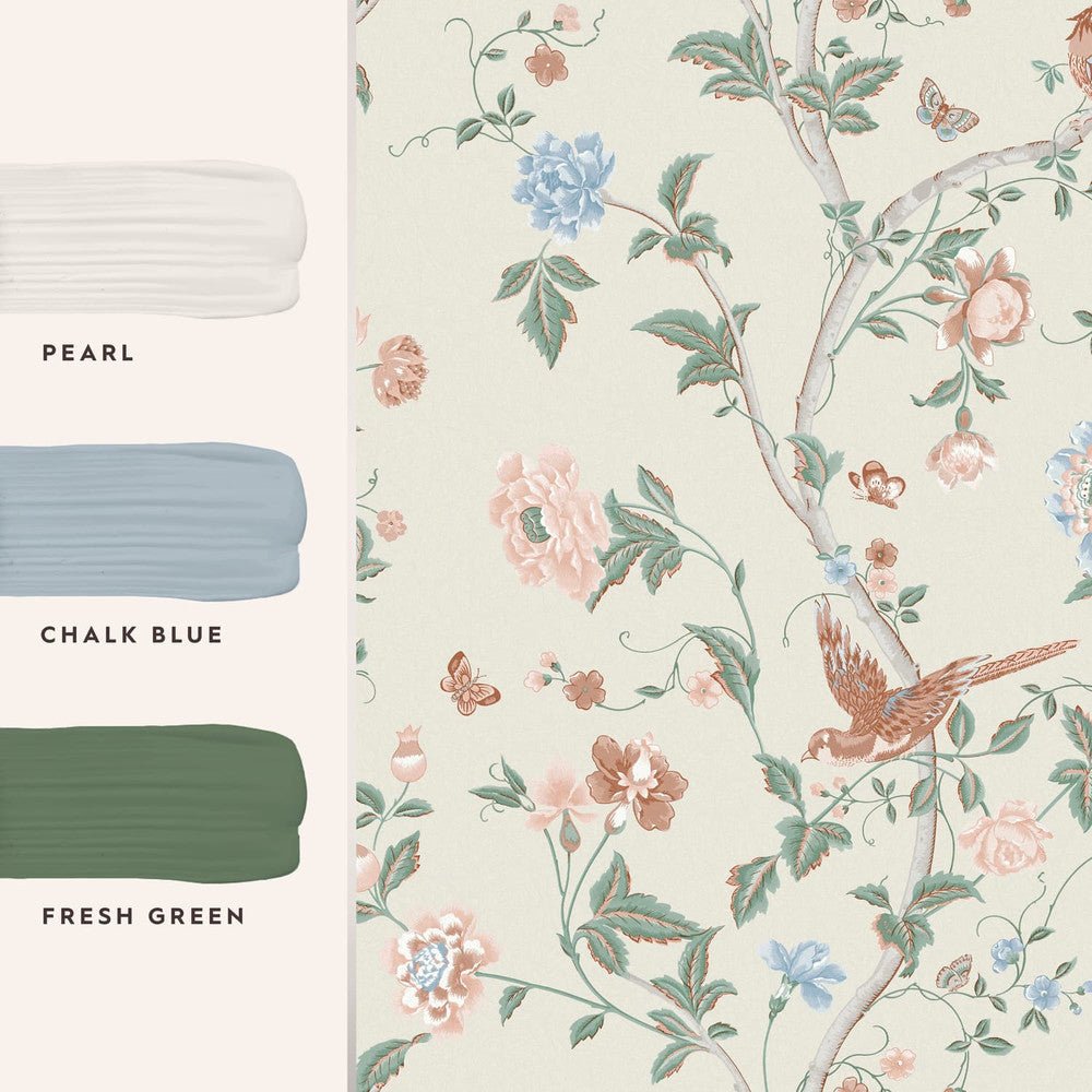 Summer Palace Wallpaper - Sage & Apricot - Laura Ashley - 120133 - Premier Wallcovering