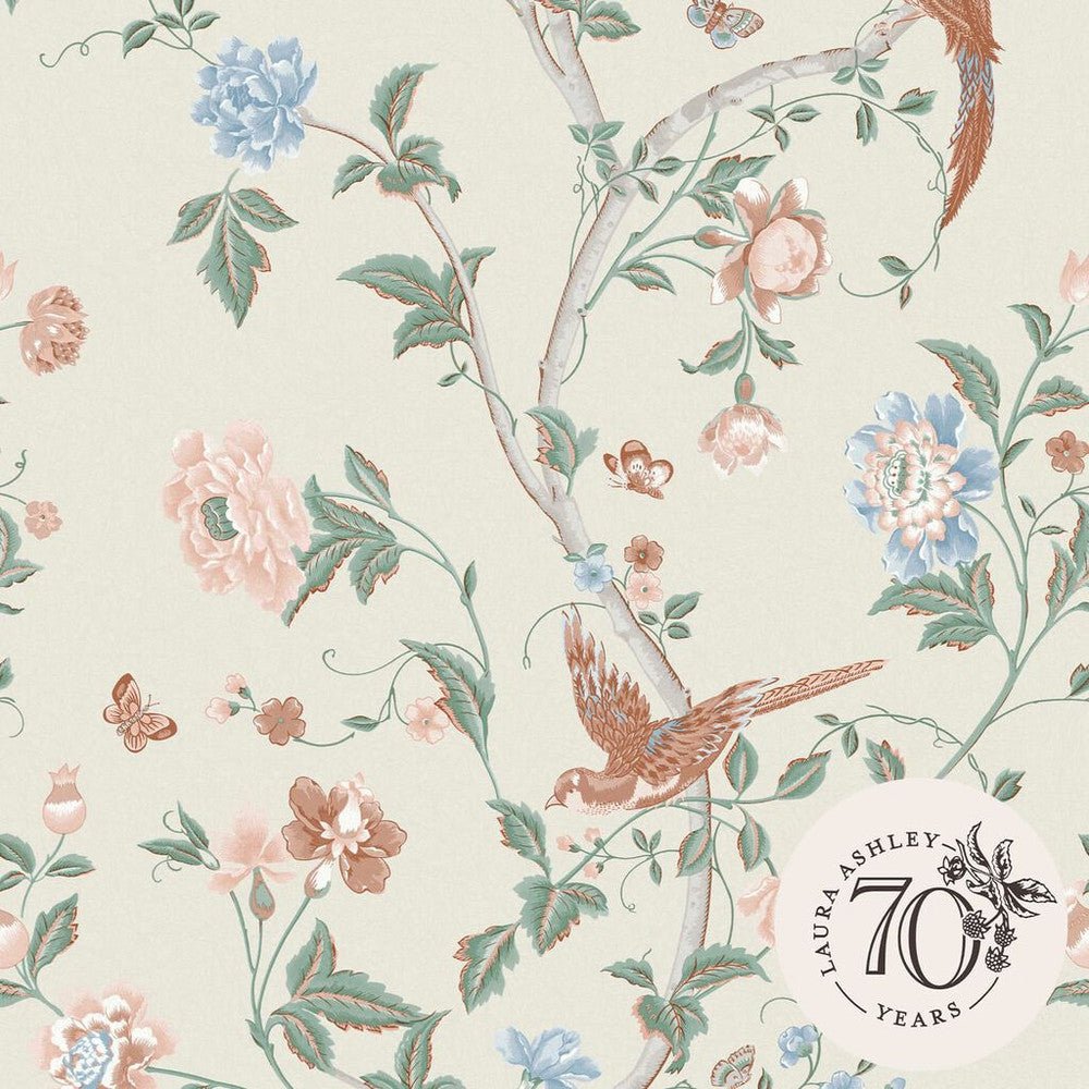 Summer Palace Wallpaper - Sage & Apricot - Laura Ashley - 120133 - Premier Wallcovering