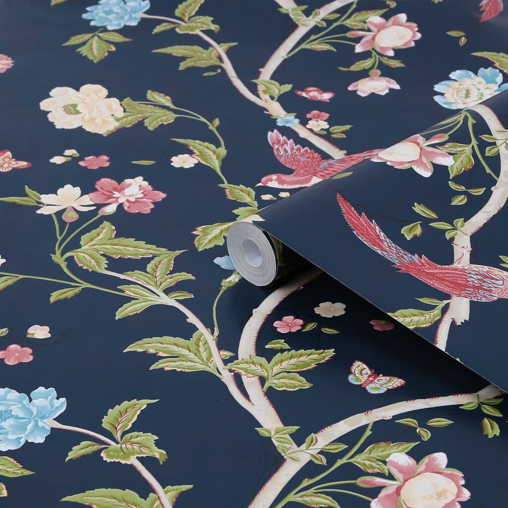 Summer Palace Wallpaper - Midnight Blue - Laura Ashley - 120134 - Premier Wallcovering