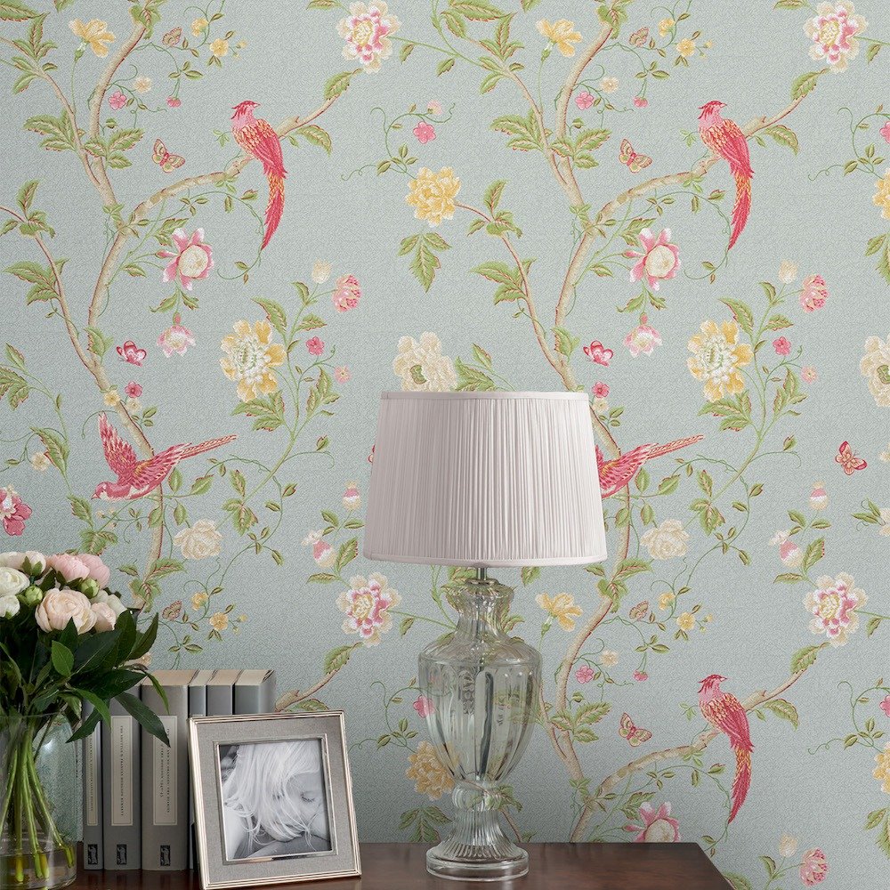 Summer Palace Wallpaper - Duck Egg - Laura Ashley - 113392 - Premier Wallcovering