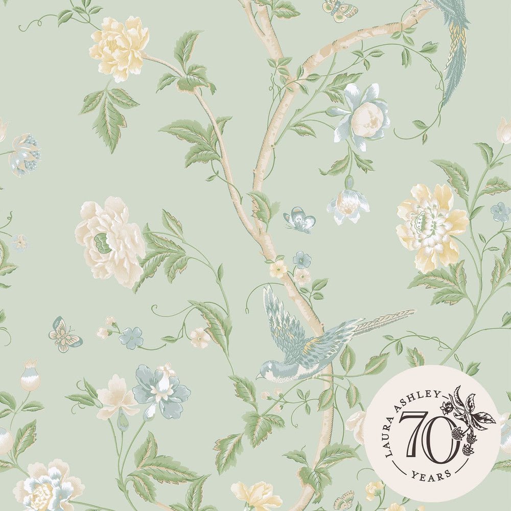 Summer Palace Wallpaper - Eau de Nil - Laura Ashley - 121407 - Premier Wallcovering