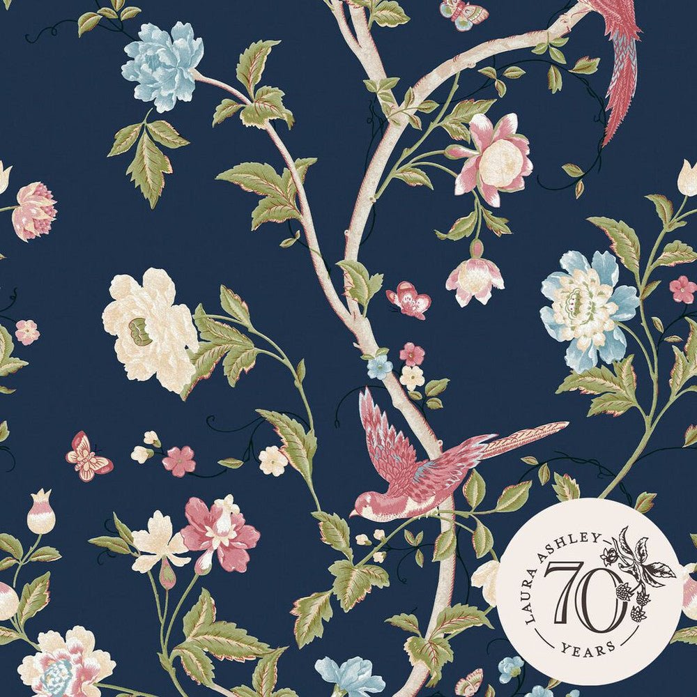 Summer Palace Wallpaper - Midnight Blue - Laura Ashley - 120134 - Premier Wallcovering
