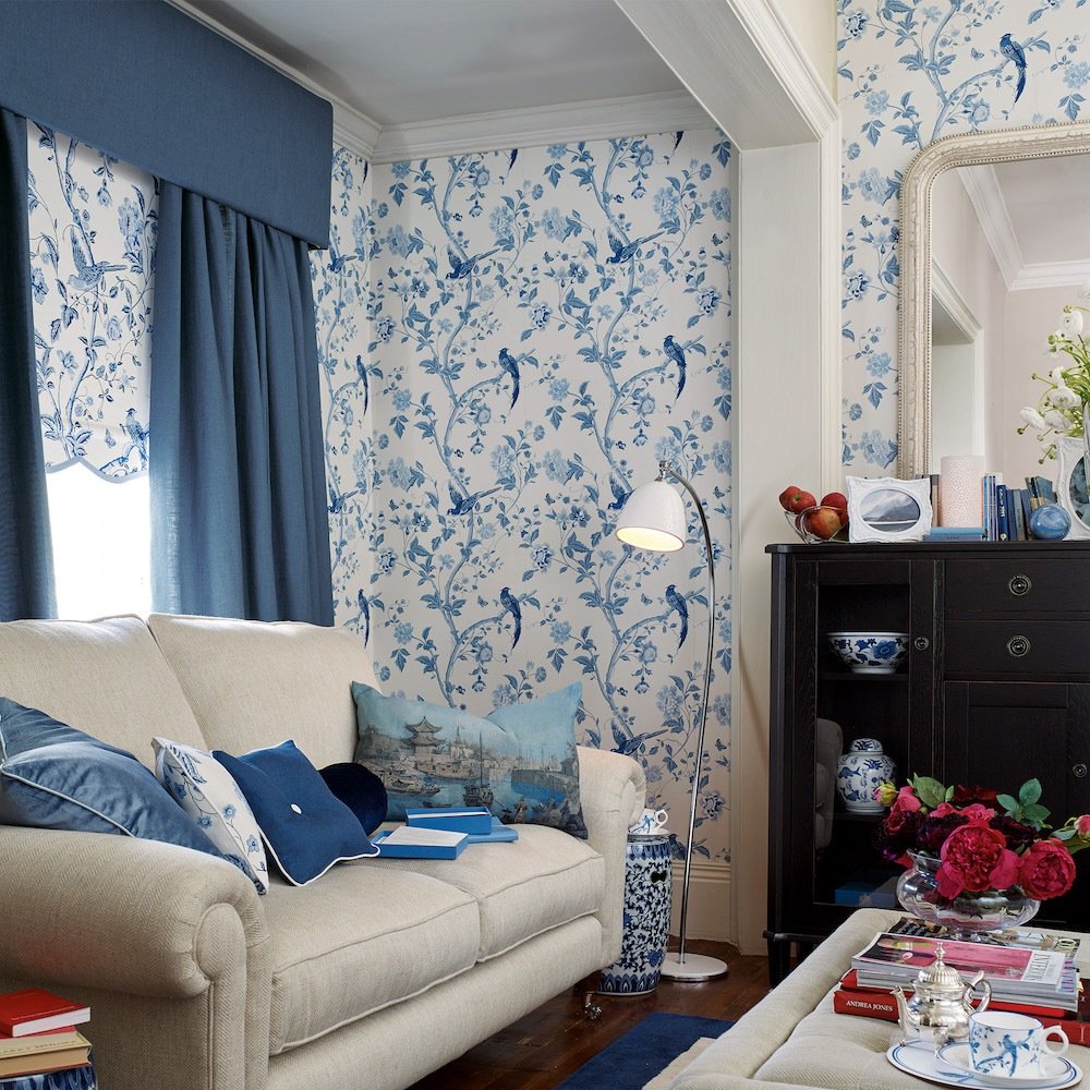 Summer Palace Wallpaper - Royal Blue - Laura Ashley - 113390 - Premier Wallcovering