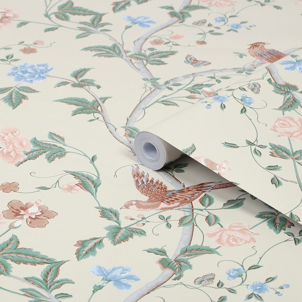 Summer Palace Wallpaper - Sage & Apricot - Laura Ashley - 120133 - Premier Wallcovering