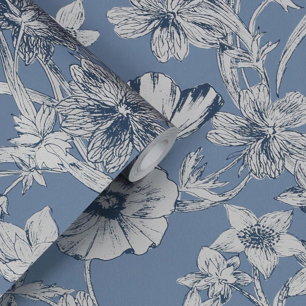 Summerhill Wallpaper - Midnight Blue - Laura Ashley - 118486 - Premier Wallcovering