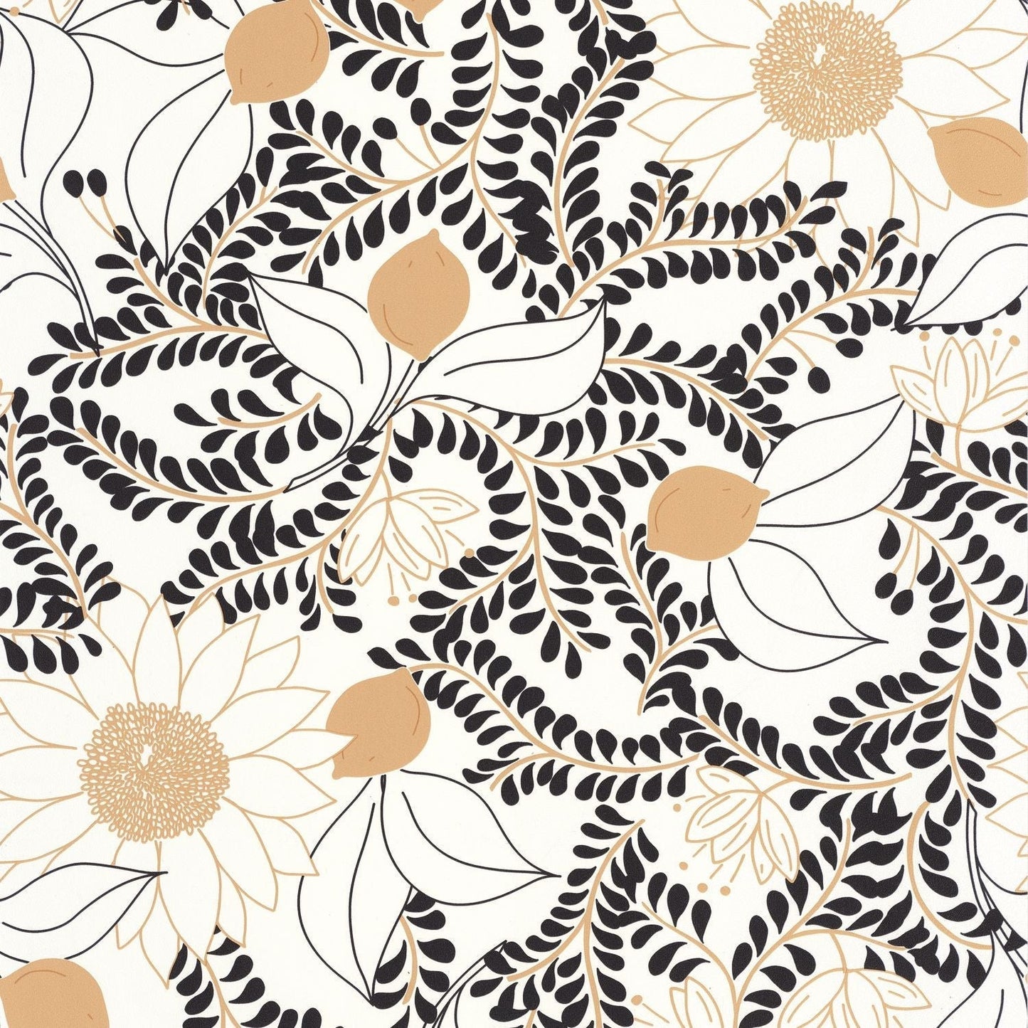 Sunflower  Wallpaper - Noir blanc - Caselio - 106880936