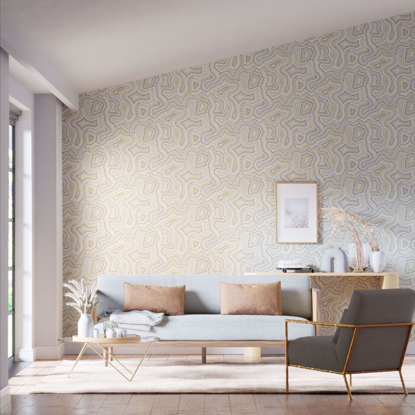 Sunstone Wallpaper - Celestial/Fig Leaf/Nectar - Harlequin - HC4W113042