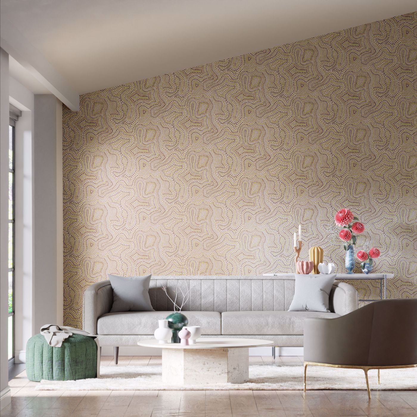 Sunstone Wallpaper - Positano/Chocolate/Pistachio - Harlequin - HC4W113041