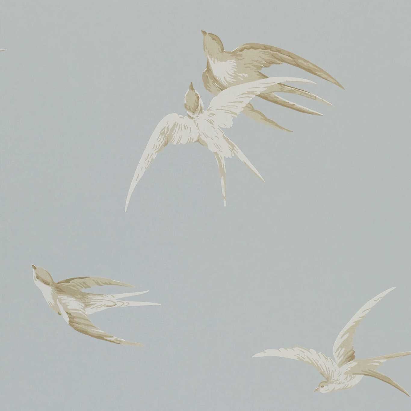 Swallows Wallpaper - Silver - DVIWSW104 - Sanderson