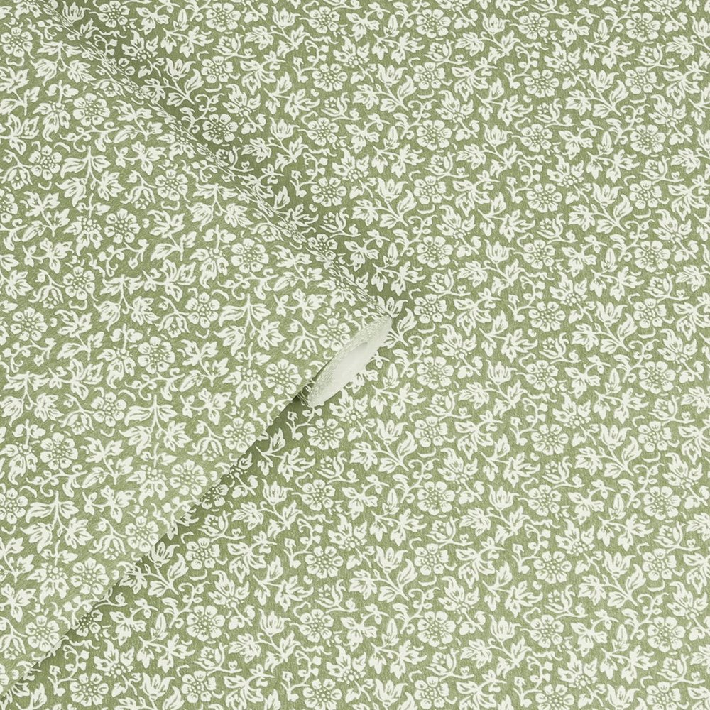 Sweet Alyssum Wallpaper - Moss Green - Laura Ashley - 121077 - Premier Wallcovering