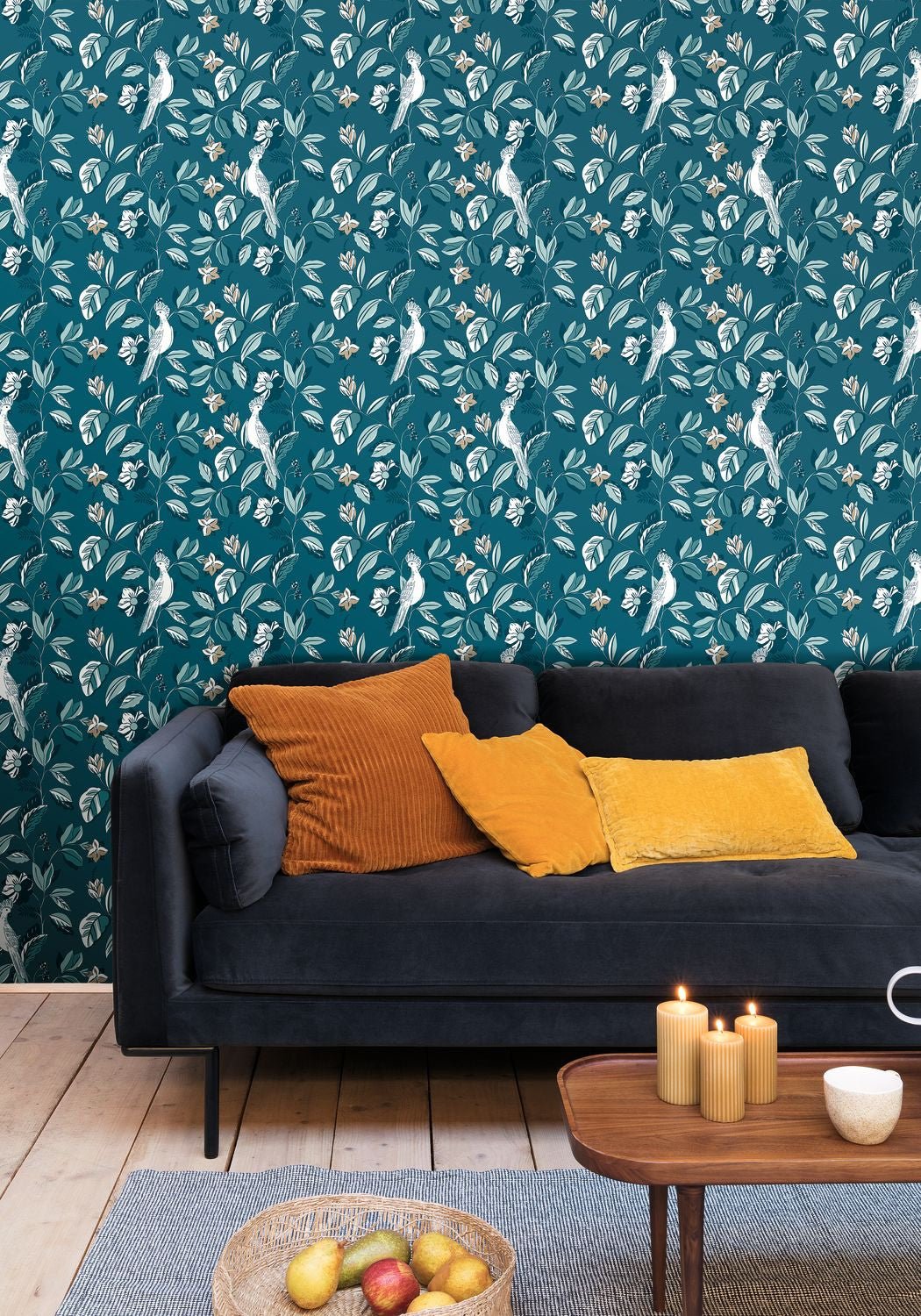 Sweet Feathers Wallpaper - Teal Blue - Caselio - 102626127
