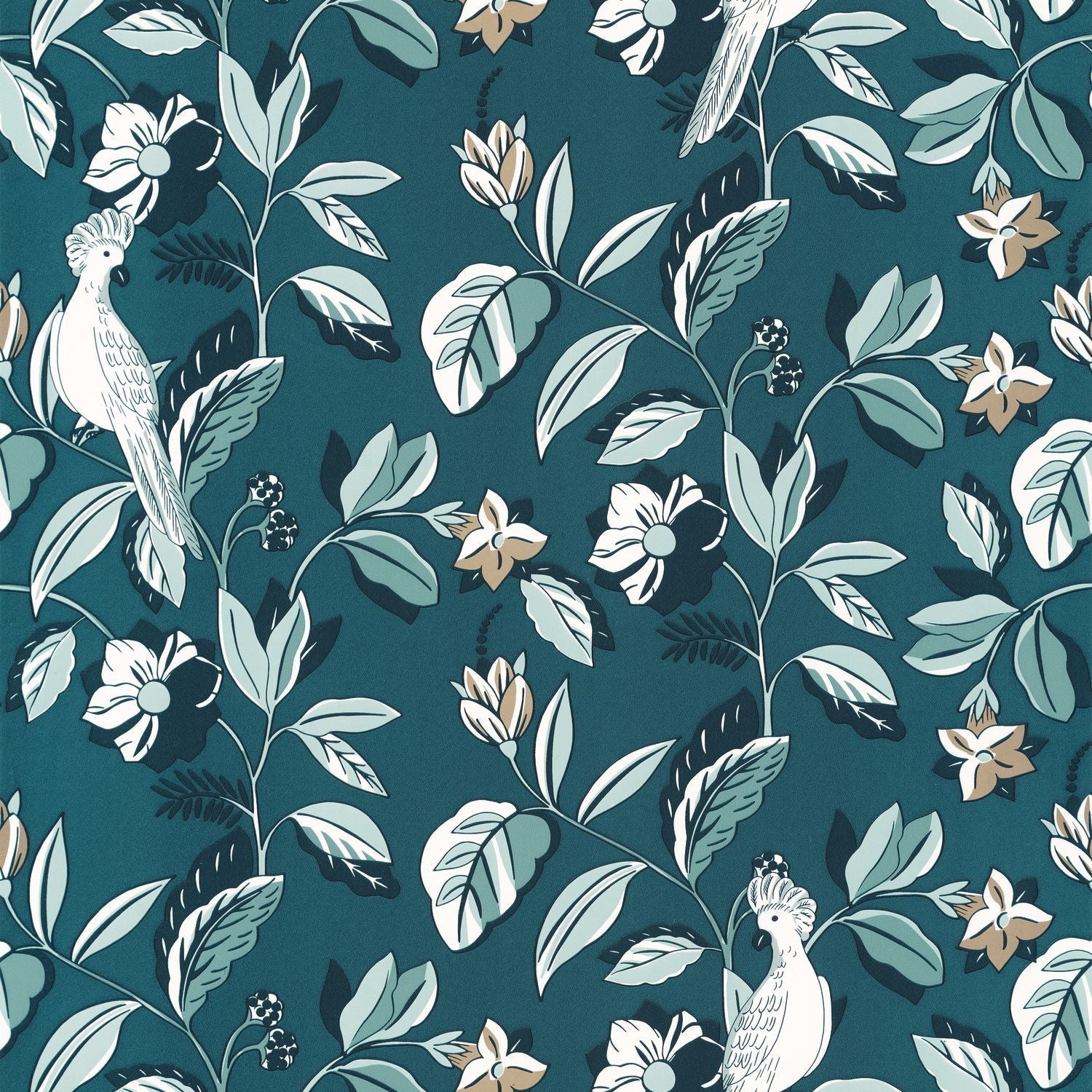 Sweet Feathers Wallpaper - Teal Blue - Caselio - 102626127