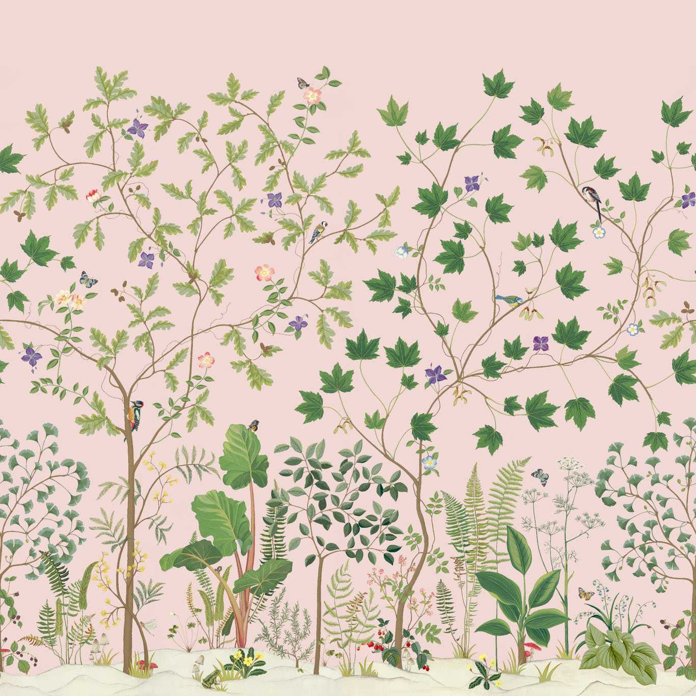 Sycamore and Oak Wallpaper - Wild Rose - DABW217213 - Sanderson