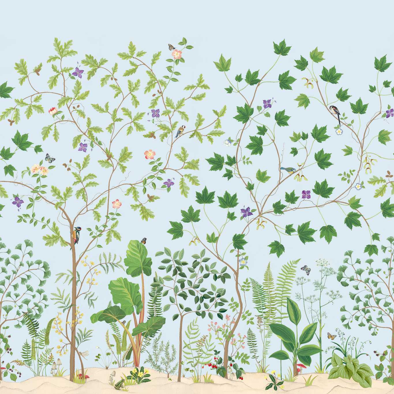 Sycamore and Oak Wallpaper - Sky Blue - DABW217212 - Sanderson